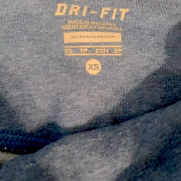 Nike Dri-Fit Capri Leggings XS 0-2 Blue & Navy Striped Trim Stretch - Picture 2 of 3